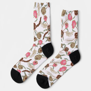 Chaussette Modèle traditionnel ethnique floral sur blanc