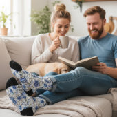 Chaussette Modèle vintage de printemps bleu floral