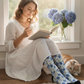 Chaussette Modèle vintage de printemps bleu floral