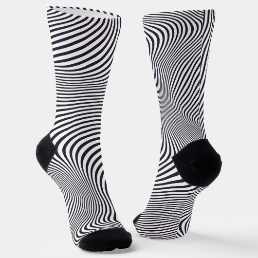 Chaussette Modern Art Op-Art MCM Black White Zebra Stripes (Angulaire)