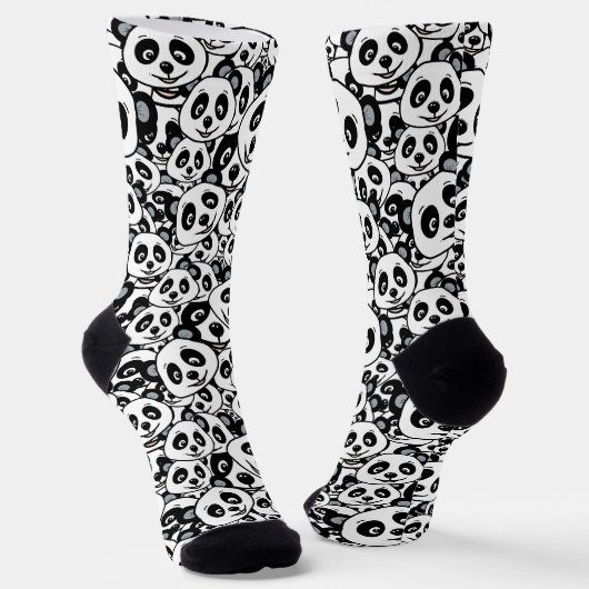 Chaussette Modern Black and White Cute Panda Bear Pattern (Angulaire)
