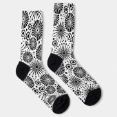 Chaussette Modern Black White Geometric Flowers Starburst  (Droite)
