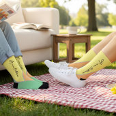 Chaussette Modern Mint & Peach Pastel Color Block Custom Name