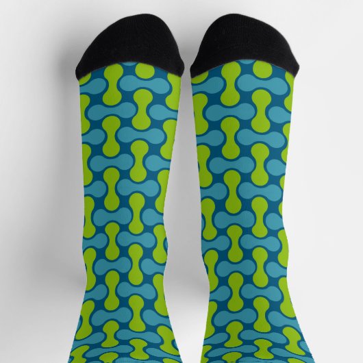 Chaussette Modern Retro Link Pattern in Blue and Green (Haut)