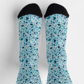 Chaussette Modern Teal Mosaic Patterned Dress Socks for Men (Haut)