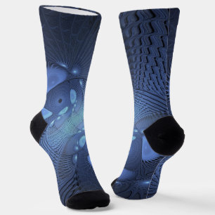 Chaussette Moderne Abstrait tendance Dusk Blue Fractal Art