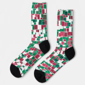 Chaussette Moderne Gras Rouge et Vert Noël Mondrian (Gauche)
