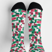 Chaussette Moderne Gras Rouge et Vert Noël Mondrian (Haut)