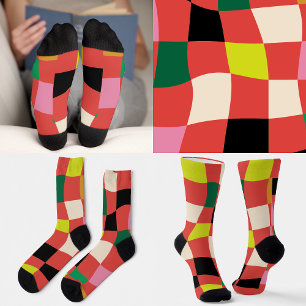Chaussette Moderne Noël Tartan Plaid Coloré
