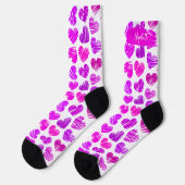 Chaussette Moderne Purple Rose Doodled Hearts Valentine Nom (Gauche)