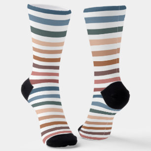 Chaussette Moderne rayures Boho tons Terre