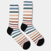 Chaussette Moderne rayures Boho tons Terre (Droite)