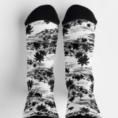 Chaussette Moderne Tropical Hawaiian Island Nom noir et blanc (Haut)