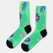 Chaussette Moderne Tropical Rose Vert et Violet (Gauche)