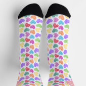 Chaussette Moderne Vibrant Rainbow Doodle Hearts Monogramme (Haut)