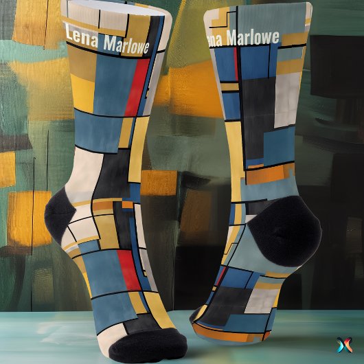 Chaussette Modernist Color Block in Blue and Yellow custom