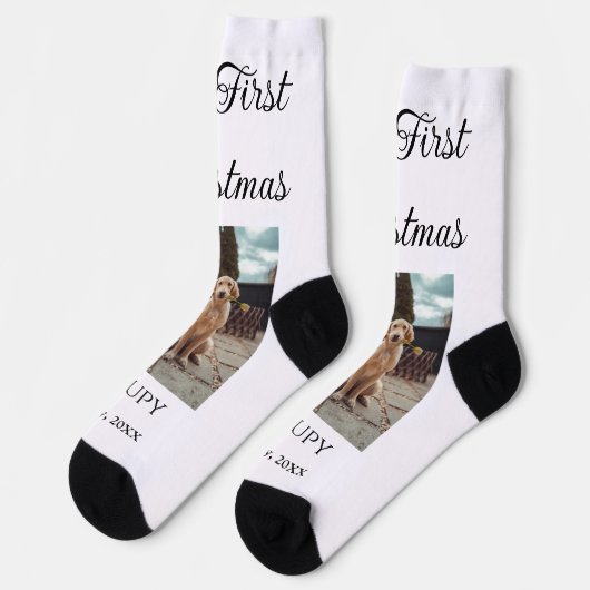 Chaussette Mon premier Noël ajouter nom animal chien chat ann (Gauche)