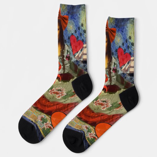 Chaussette Mona Lisa Fun Zodiac Whimsical (Gauche)