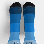 CHAUSSETTE MONOGRAM INITIALES NOM BLUE GRADIENT LINE MOTIF (Haut)