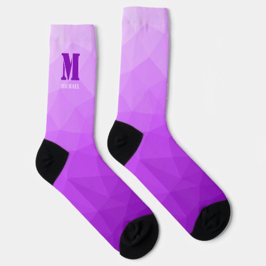 Chaussette Monogramme à motif de maille géométrique violet (Droite)
