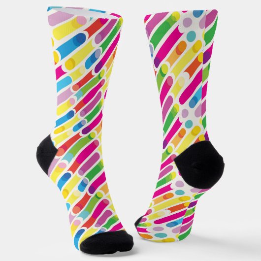 Chaussette Monogramme Arc-en-ciel lignes diagonales Motif Pop (Angulaire)