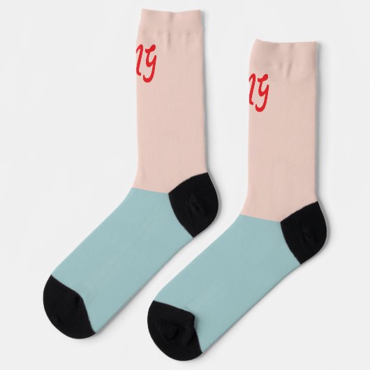 Chaussette Monogramme attractif à deux tons bloc de couleur r (Gauche)