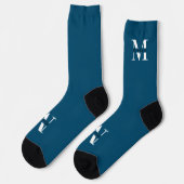 Chaussette Monogramme classique moderne bleu et blanc (Gauche)