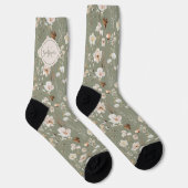 Chaussette Monogramme de Fleur sauvage vert à l'échelle perso (Droite)