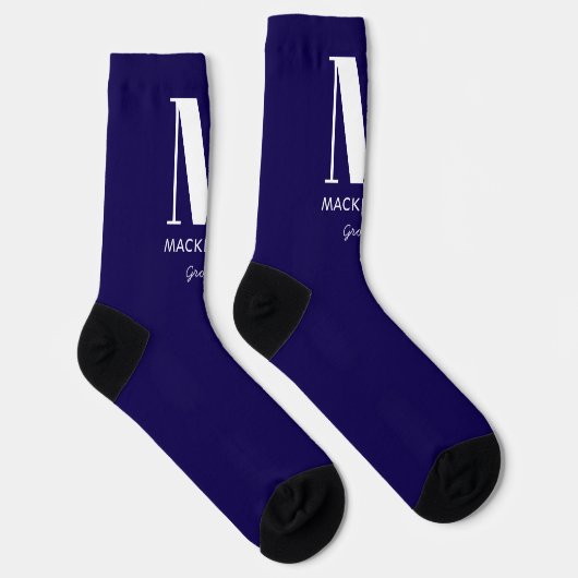 Chaussette Monogramme de la pièce Nom initial Mariage bleu de (Droite)