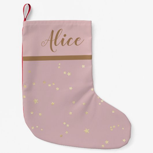 Chaussette monogramme en faux feuilleté or étoiles (Devant)