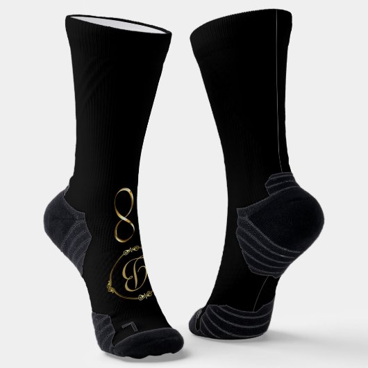 Chaussette Monogramme en or avec cercle infini sur Gris | (Angulaire)