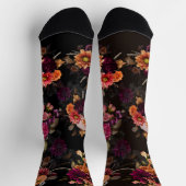 Chaussette Monogramme floral élégant fuchsia orange (Haut)