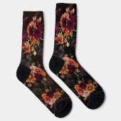 Chaussette Monogramme floral élégant fuchsia orange (Droite)