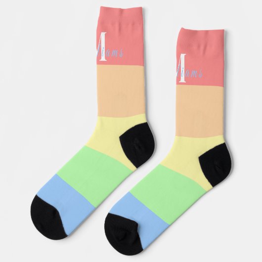Chaussette Monogramme initial customisé pour ColorBlock jaune (Gauche)