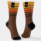Chaussette Monogramme Initial Rayé Rétro Coloré (Angulaire)
