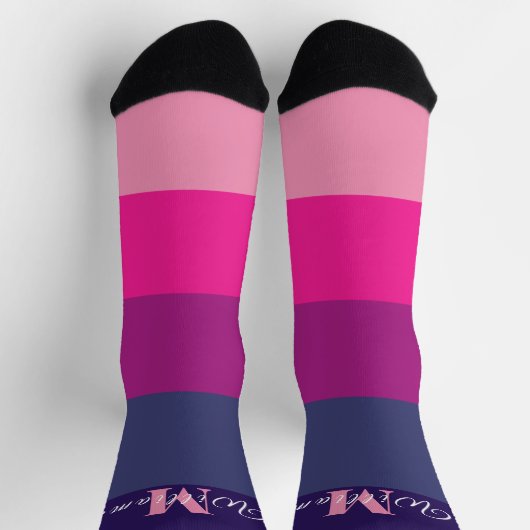 Chaussette Monogramme Initiales customisé Pour CouleurBloc De (Haut)