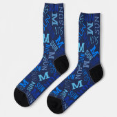 Chaussette Monogramme Jour de la semaine Dark Navy Bleu diman (Gauche)