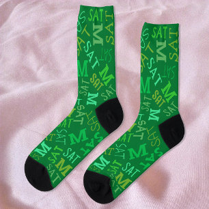Chaussette Monogramme Jour De La Semaine Irlandais Vert Samed