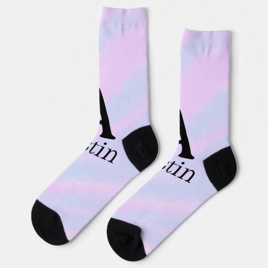 Chaussette Monogramme majuscule masculine ajouter un nom past (Gauche)
