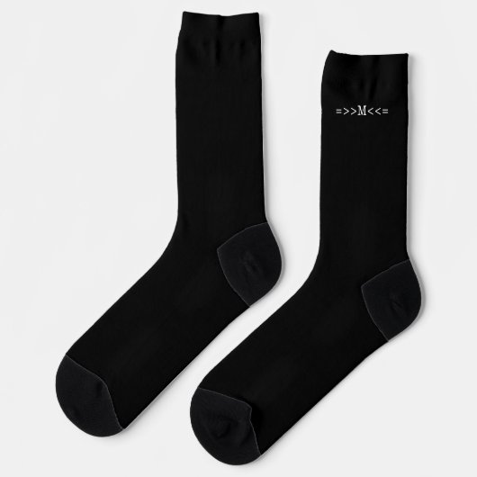 Chaussette Monogramme minimal simple Noir initial (Gauche)
