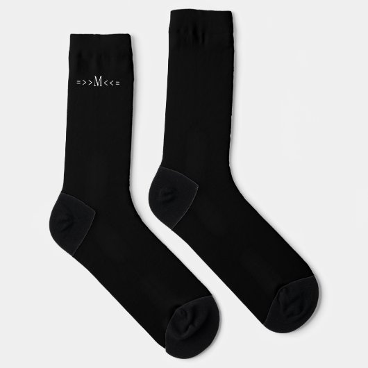 Chaussette Monogramme minimal simple Noir initial (Droite)