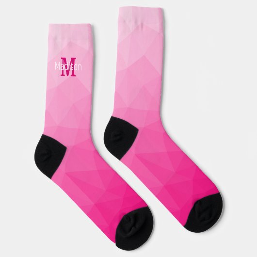 Chaussette Monogramme Motif à maillage géométrique rose chaud (Droite)