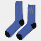 Chaussette Monogramme nom bleu gris élégant moderne (Gauche)