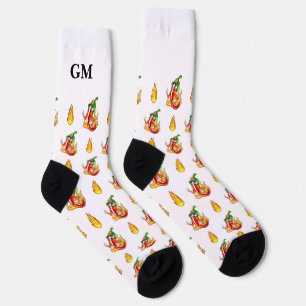 Chaussette Monogramme Personnalisé De Pompier Pep Et Flames