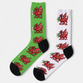 Chaussette Monogramme personnalisé Red Welsh Dragon (Gauche)