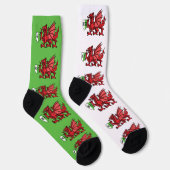 Chaussette Monogramme personnalisé Red Welsh Dragon (Droite)