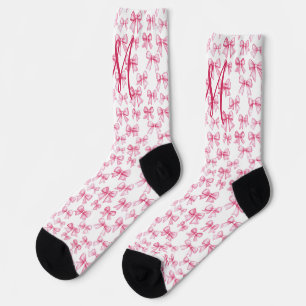 Chaussette Monogramme Première Bow rose Coquette Cadeau esthé