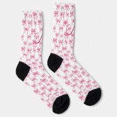 Chaussette Monogramme Première Bow rose Coquette Cadeau esthé (Droite)