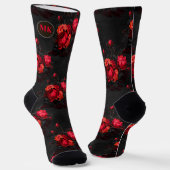 Chaussette Monogramme Rose gothique rouge (Angulaire)