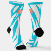 Chaussette Monogramme Turquoise rayé Zèbre motif tendance (Angulaire)